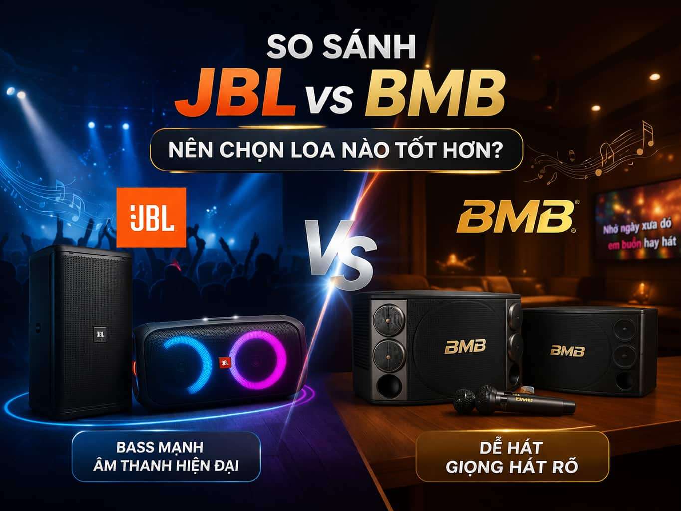 So Sánh JBL vs BMB – Loa Karaoke Nào Hay Hơn 2026?
