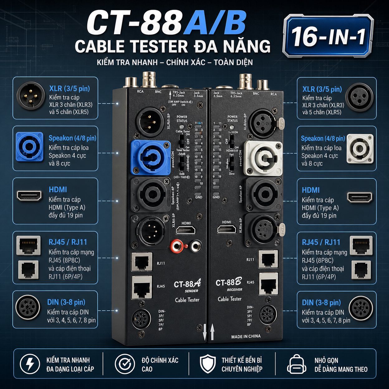 Bộ Test Dây Chuyên Nghiệp CT-88A/B
